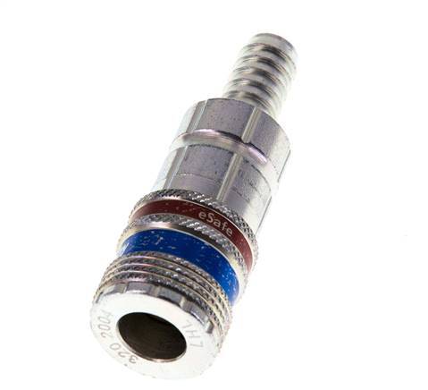 Steel/brass DN 7.6 (7.2 Euro) Safety Air Coupling Socket 10 mm Hose Pillar