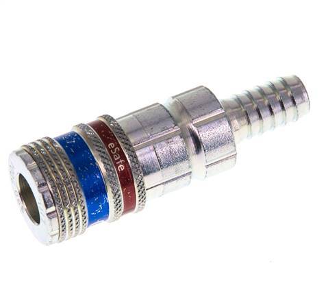 Steel/brass DN 7.6 (7.2 Euro) Safety Air Coupling Socket 10 mm Hose Pillar