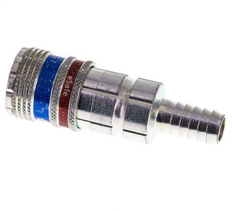 Steel/brass DN 7.6 (7.2 Euro) Safety Air Coupling Socket 10 mm Hose Pillar