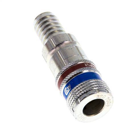 Steel/brass DN 7.6 (7.2 Euro) Safety Air Coupling Socket 13 mm Hose Pillar