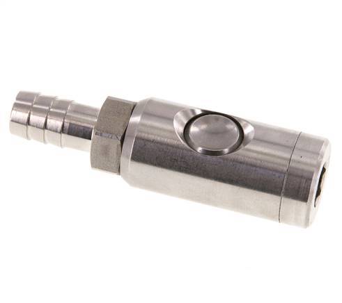 Stainless Steel 316L DN 7.4 Safety Air Coupling Socket With Push Button 13 mm Hose Pillar