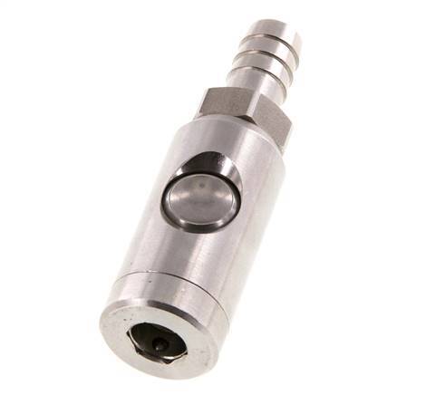 Stainless steel 306L DN 7.4 Safety Air Coupling Socket with Push Button 13 mm Hose Pillar