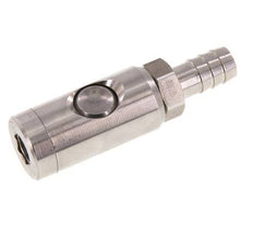Stainless steel 306L DN 7.4 Safety Air Coupling Socket with Push Button 13 mm Hose Pillar