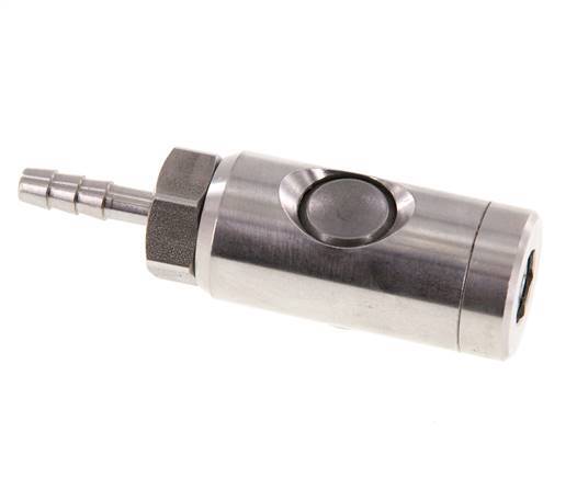 Stainless steel 306L DN 7.4 Safety Air Coupling Socket with Push Button 6 mm Hose Pillar