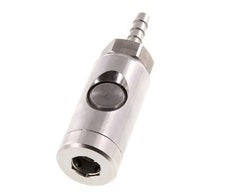 Stainless steel 306L DN 7.4 Safety Air Coupling Socket with Push Button 6 mm Hose Pillar