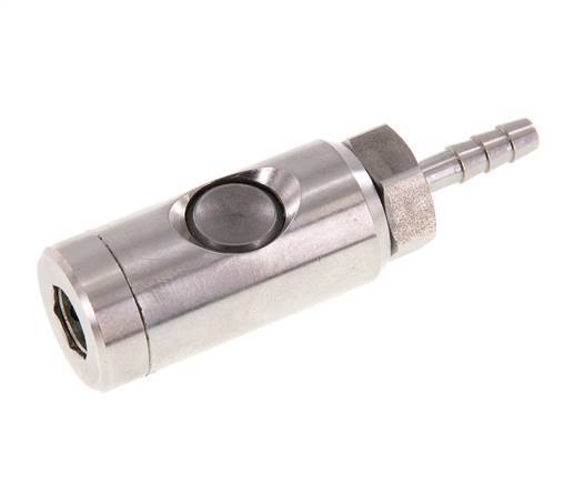 Stainless steel 306L DN 7.4 Safety Air Coupling Socket with Push Button 6 mm Hose Pillar