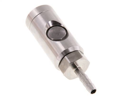 Stainless steel 306L DN 7.4 Safety Air Coupling Socket with Push Button 6 mm Hose Pillar