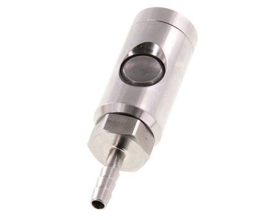 Stainless steel 306L DN 7.4 Safety Air Coupling Socket with Push Button 6 mm Hose Pillar