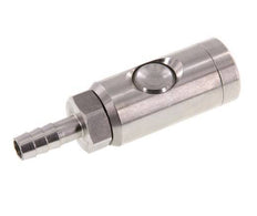 Stainless Steel 316L DN 7.4 Safety Air Coupling Socket With Push Button 9 mm Hose Pillar