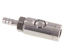 Stainless Steel 316L DN 7.4 Safety Air Coupling Socket With Push Button 9 mm Hose Pillar