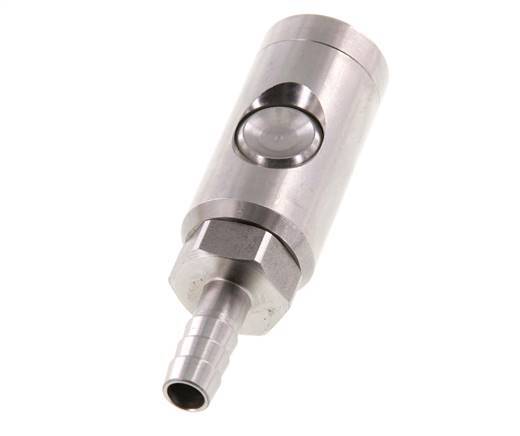 Stainless steel 306L DN 7.4 Safety Air Coupling Socket with Push Button 9 mm Hose Pillar