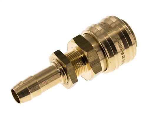 Brass DN 7.2 (Euro) Air Coupling Socket 10 mm Hose Pillar Bulkhead