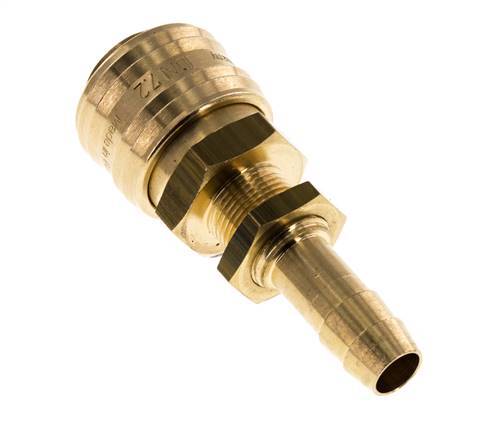 Brass DN 7.2 (Euro) Air Coupling Socket 10 mm Hose Pillar Bulkhead