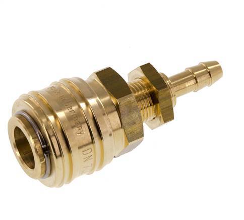 Brass DN 7.2 (Euro) Air Coupling Socket 6 mm Hose Pillar Bulkhead