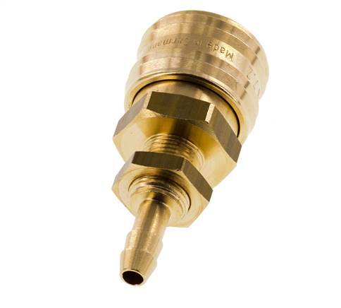 Brass DN 7.2 (Euro) Air Coupling Socket 6 mm Hose Pillar Bulkhead