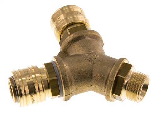 Brass DN 7.2 (Euro) Air Coupling Socket G 1/2 inch Male Wall-Mount 2-way