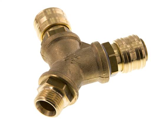 Brass DN 7.2 (Euro) Air Coupling Socket G 1/2 inch Male Wall-Mount 2-way