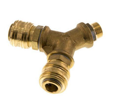 Brass DN 7.2 (Euro) Air Coupling Socket G 3/8 inch Male Wall-Mount 2-way