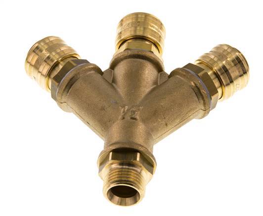 Brass DN 7.2 (Euro) Air Coupling Socket G 1/2 inch Male Wall-Mount 3-way