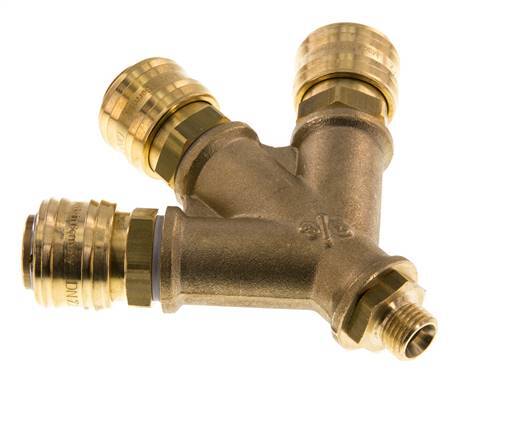 Brass DN 7.2 (Euro) Air Coupling Socket G 1/4 inch Male Wall-Mount 3-way