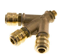 Brass DN 7.2 (Euro) Air Coupling Socket G 1/4 inch Male Wall-Mount 3-way