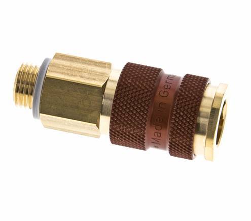 Brass DN 7.2 (Euro) Brown-Coded Air Coupling Socket G 1/4 inch Male