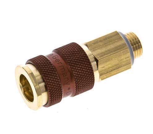 Brass DN 7.2 (Euro) Brown-Coded Air Coupling Socket G 1/4 inch Male