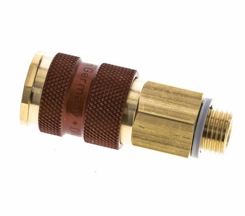 Brass DN 7.2 (Euro) Brown-Coded Air Coupling Socket G 1/4 inch Male