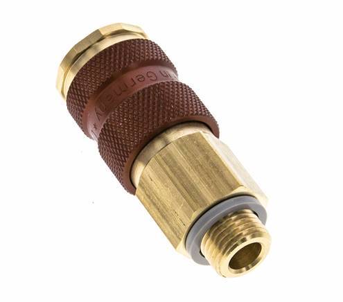 Brass DN 7.2 (Euro) Brown-Coded Air Coupling Socket G 1/4 inch Male