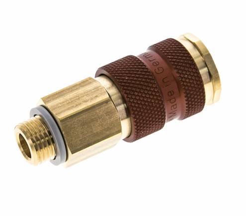 Brass DN 7.2 (Euro) Brown-Coded Air Coupling Socket G 1/4 inch Male