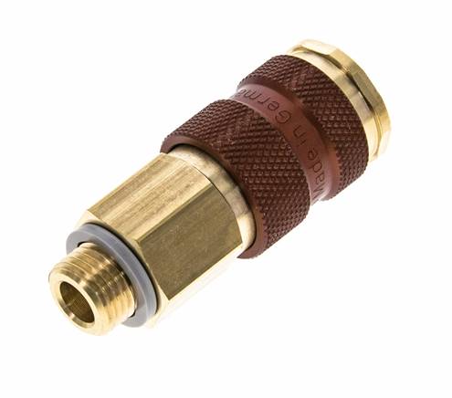Brass DN 7.2 (Euro) Brown-Coded Air Coupling Socket G 1/4 inch Male