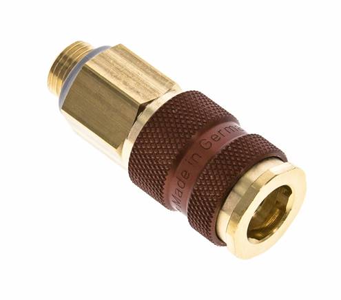 Brass DN 7.2 (Euro) Brown-Coded Air Coupling Socket G 1/4 inch Male