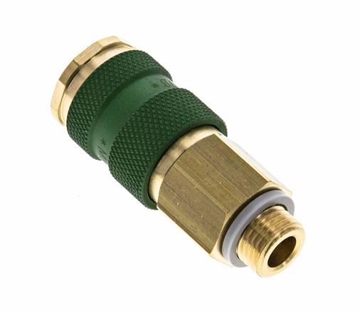 Brass DN 7.2 (Euro) Green-Coded Air Coupling Socket G 1/4 inch Male