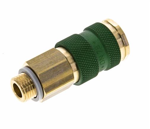 Brass DN 7.2 (Euro) Green-Coded Air Coupling Socket G 1/4 inch Male