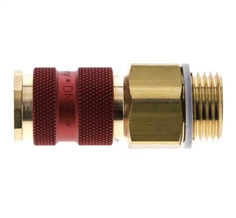 Brass DN 7.2 (Euro) Red-Coded Air Coupling Socket G 1/4 inch Male