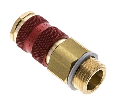 Brass DN 7.2 (Euro) Red-Coded Air Coupling Socket G 1/4 inch Male