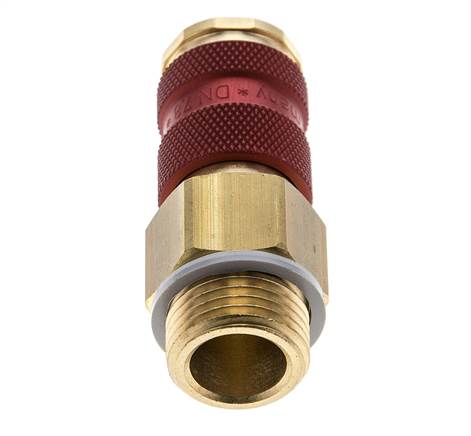 Brass DN 7.2 (Euro) Red-Coded Air Coupling Socket G 1/4 inch Male
