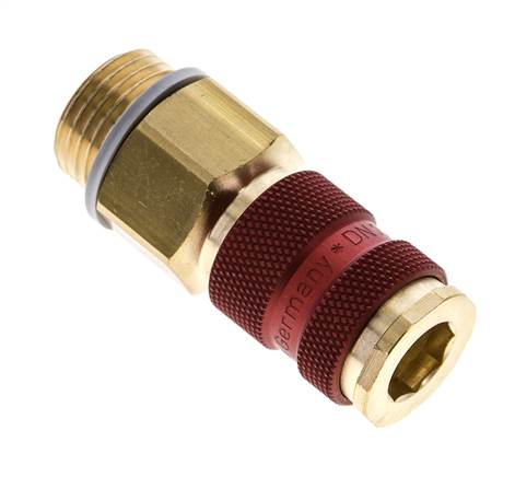 Brass DN 7.2 (Euro) Red-Coded Air Coupling Socket G 1/4 inch Male