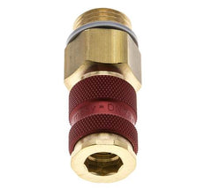 Brass DN 7.2 (Euro) Red-Coded Air Coupling Socket G 1/4 inch Male