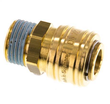 Brass DN 7.2 (Euro) Air Coupling Socket G 1/2 inch Male Double Shut-Off
