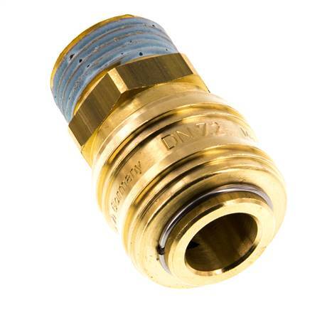 Brass DN 7.2 (Euro) Air Coupling Socket G 1/2 inch Male Double Shut-Off