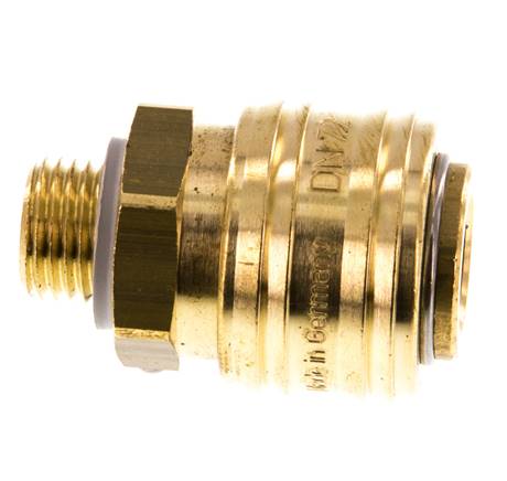 Brass DN 7.2 (Euro) Air Coupling Socket G 1/4 inch Male Double Shut-Off