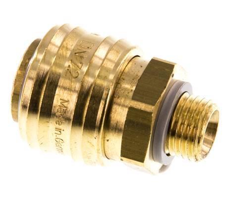 Brass DN 7.2 (Euro) Air Coupling Socket G 1/4 inch Male Double Shut-Off