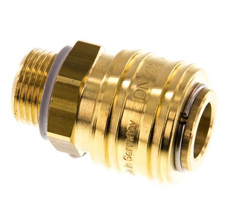 Brass DN 7.2 (Euro) Air Coupling Socket G 3/8 inch Male Double Shut-Off