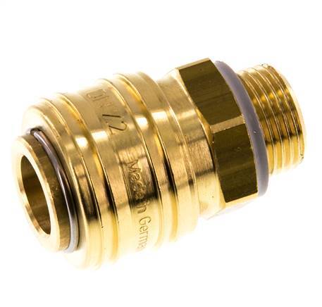 Brass DN 7.2 (Euro) Air Coupling Socket G 3/8 inch Male Double Shut-Off