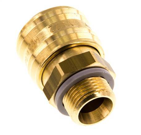 Brass DN 7.2 (Euro) Air Coupling Socket G 3/8 inch Male Double Shut-Off