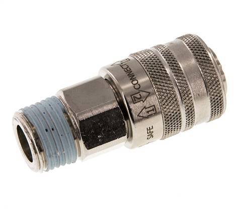 Nickel-plated Brass DN 7.8 Safety Air Coupling Socket R 1/2 inch Male