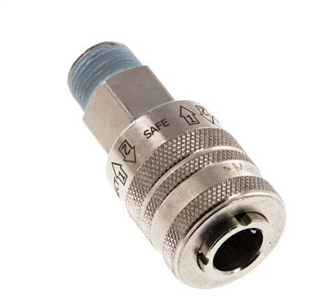 Nickel-plated Brass DN 7.8 Safety Air Coupling Socket R 3/8 inch Male