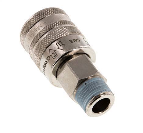 Nickel-plated Brass DN 7.8 Safety Air Coupling Socket R 3/8 inch Male