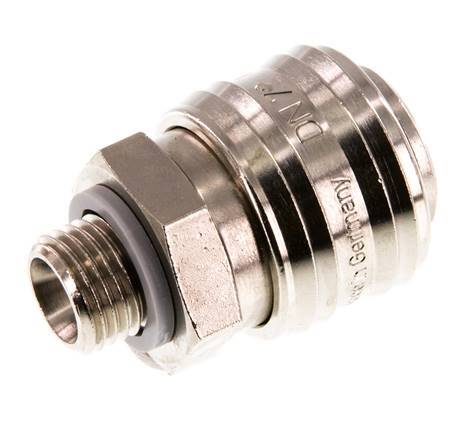 Nickel-plated Brass DN 7.2 (Euro) Air Coupling Socket G 1/4 inch Male Double Shut-Off
